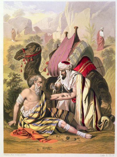The Good Samaritan, from a Bible printed by Edward Gover, 1870
